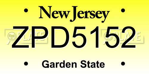 ZPD5152 New Jersey License Plate