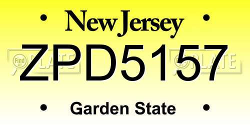 ZPD5157 New Jersey License Plate