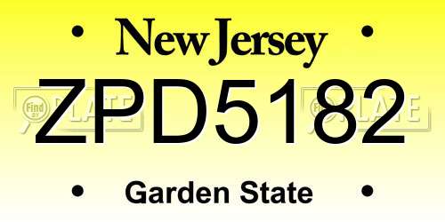 ZPD5182 New Jersey License Plate