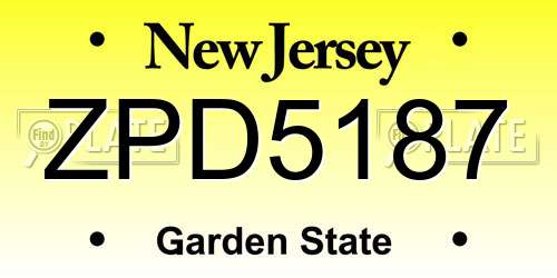 ZPD5187 New Jersey License Plate
