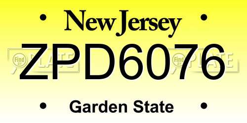 ZPD6076 New Jersey License Plate