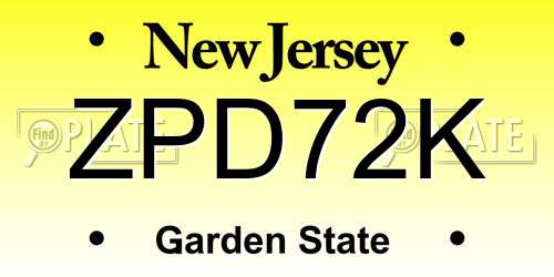 ZPD72K New Jersey License Plate