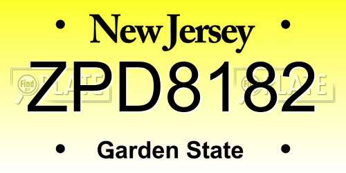 ZPD8182 New Jersey License Plate