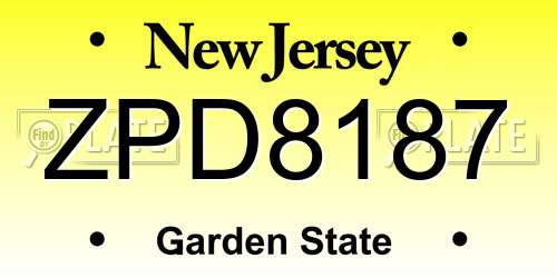 ZPD8187 New Jersey License Plate