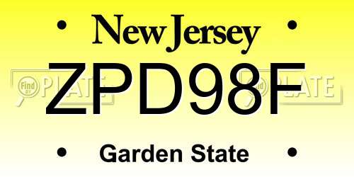 ZPD98F New Jersey License Plate