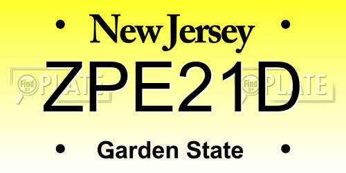 ZPE21D New Jersey License Plate