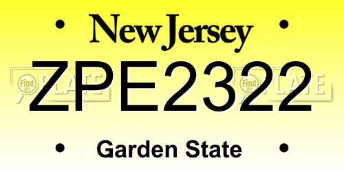 ZPE2322 New Jersey License Plate