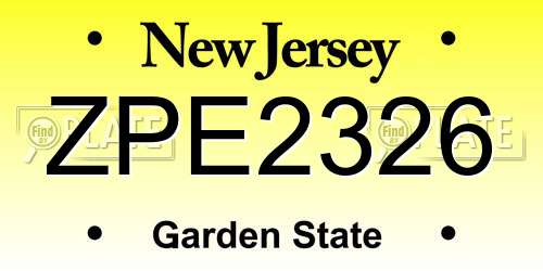 ZPE2326 New Jersey License Plate