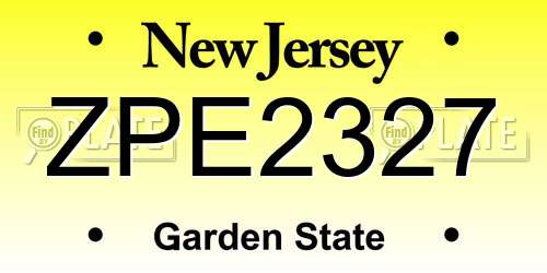 ZPE2327 New Jersey License Plate