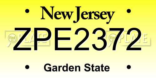 ZPE2372 New Jersey License Plate