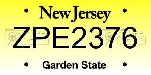 ZPE2376 New Jersey License Plate