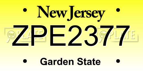 ZPE2377 New Jersey License Plate