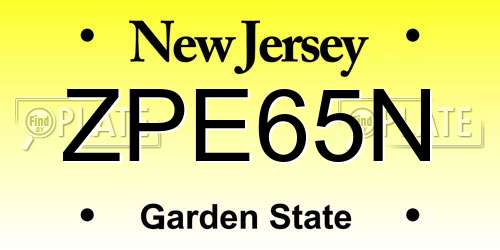 ZPE65N New Jersey License Plate