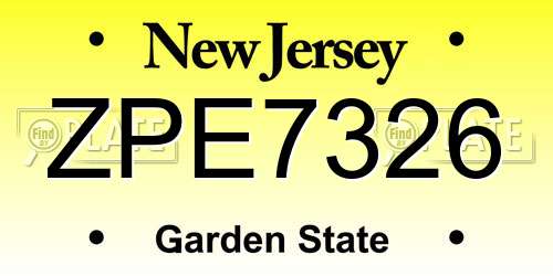 ZPE7326 New Jersey License Plate