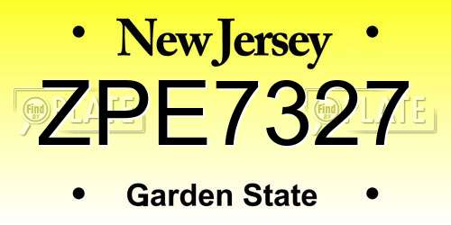 ZPE7327 New Jersey License Plate