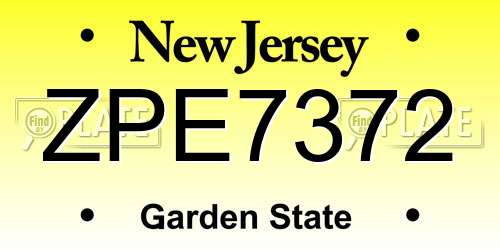 ZPE7372 New Jersey License Plate