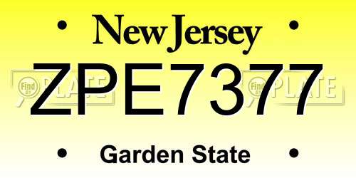 ZPE7377 New Jersey License Plate