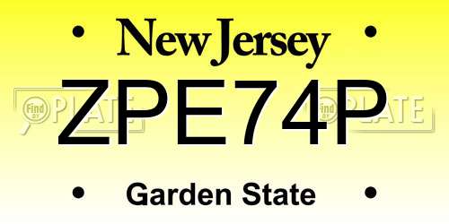 ZPE74P New Jersey License Plate