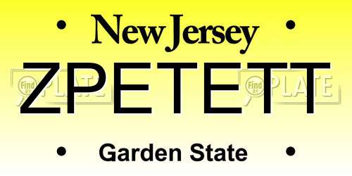 ZPETETT New Jersey License Plate