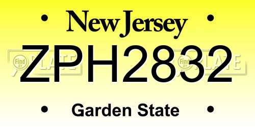 ZPH2832 New Jersey License Plate