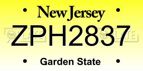 ZPH2837 New Jersey License Plate