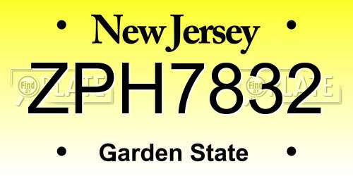ZPH7832 New Jersey License Plate