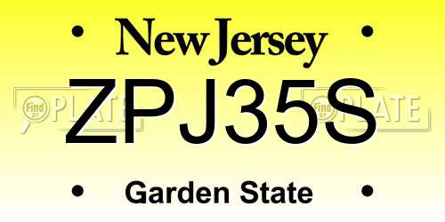 ZPJ35S New Jersey License Plate