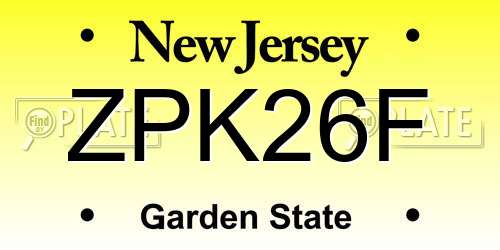 ZPK26F New Jersey License Plate