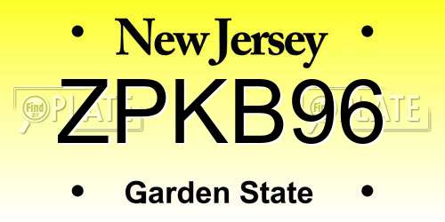 ZPKB96 New Jersey License Plate