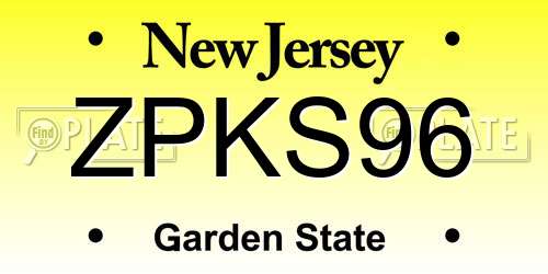 ZPKS96 New Jersey License Plate