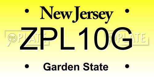 ZPL10G New Jersey License Plate