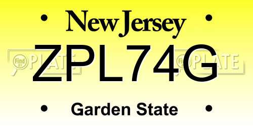 ZPL74G New Jersey License Plate