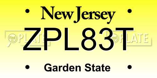 ZPL83T New Jersey License Plate