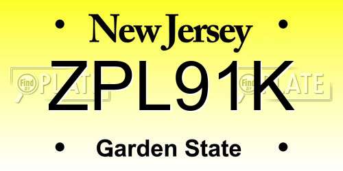 ZPL91K New Jersey License Plate