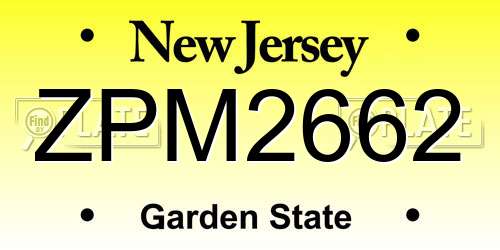 ZPM2662 New Jersey License Plate