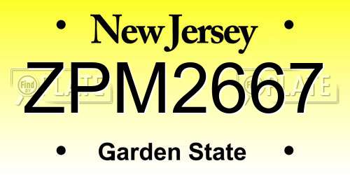 ZPM2667 New Jersey License Plate