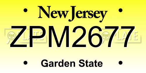 ZPM2677 New Jersey License Plate