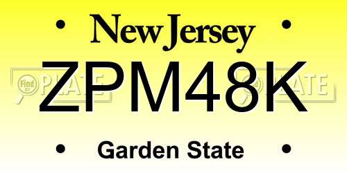 ZPM48K New Jersey License Plate