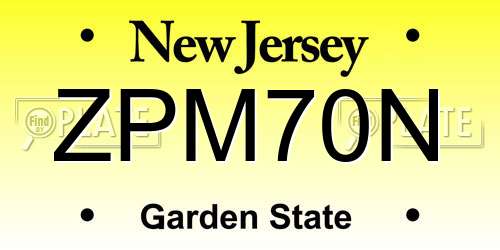 ZPM70N New Jersey License Plate