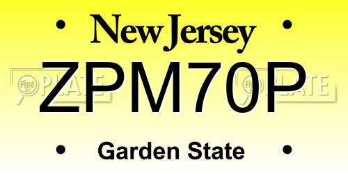 ZPM70P New Jersey License Plate