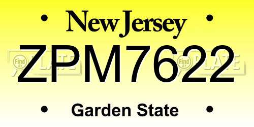 ZPM7622 New Jersey License Plate