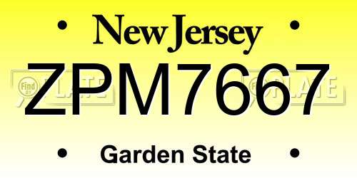 ZPM7667 New Jersey License Plate