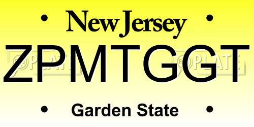 ZPMTGGT New Jersey License Plate