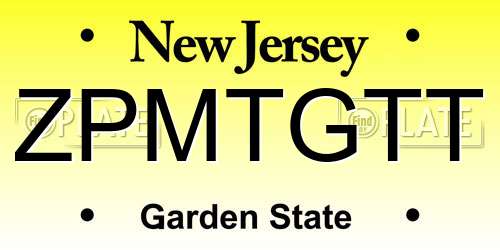 ZPMTGTT New Jersey License Plate