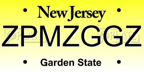 ZPMZGGZ New Jersey License Plate