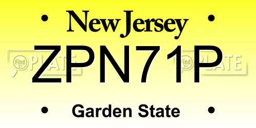 ZPN71P New Jersey License Plate