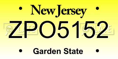 ZPO5152 New Jersey License Plate
