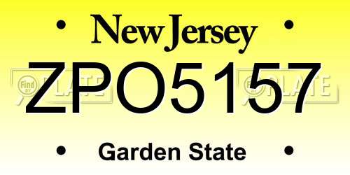 ZPO5157 New Jersey License Plate