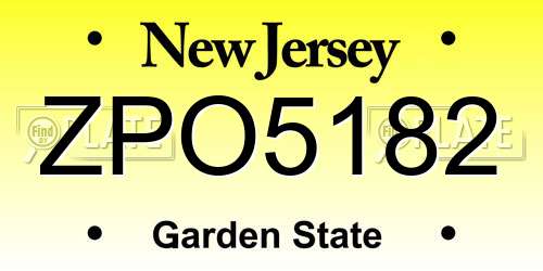 ZPO5182 New Jersey License Plate