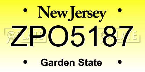 ZPO5187 New Jersey License Plate